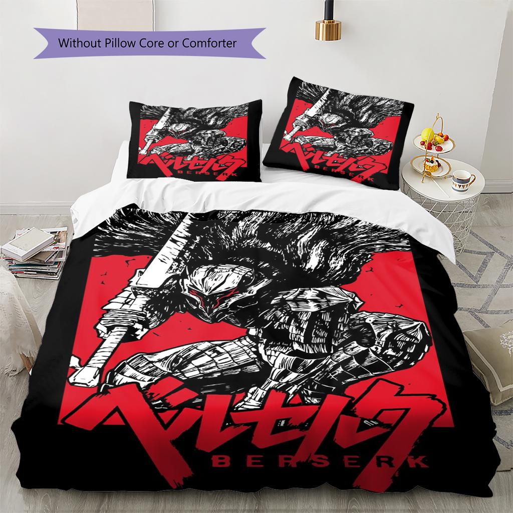 Juego de Ropa de Cama con Estampado de Dibujos Animados Colcha Funda de Colcha Funda de Almohada Decoración del Hogar Regalo de Cumpleaños (1 * funda nórdica + 2 * fundas de almohada, sin núcleo)
