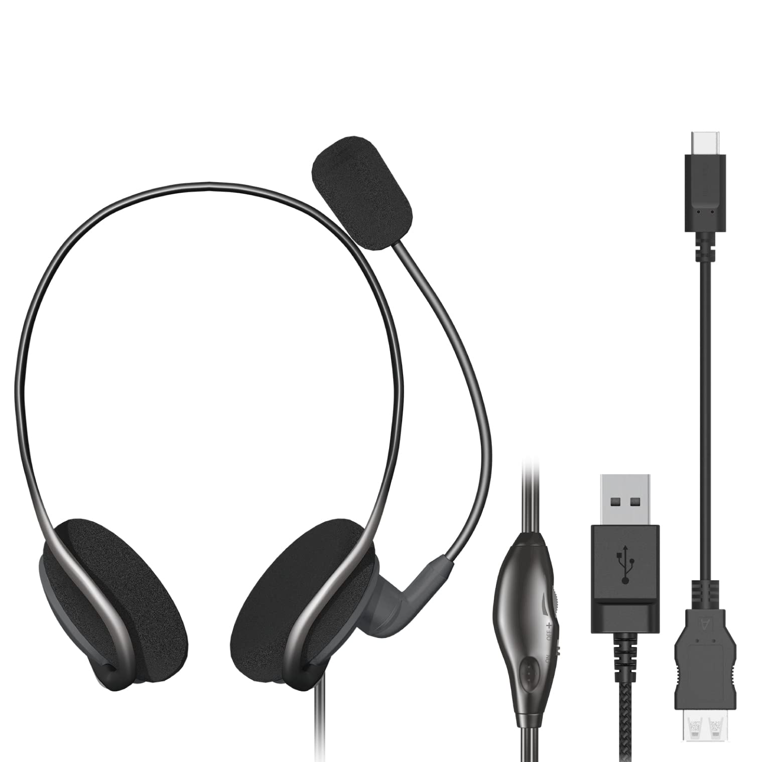 

ELECOM HS-NB05UCBK Neckband Headset with USB Connection, Microphone Arm, USB Type-C Conversion Cable Included, Binaural, Black