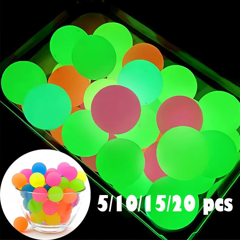 5-20Pcs Glow In The Dark Bouncy Balls Rubber Stress Relief Toys For Kids Birthday Party Favor Valentine Gifts Classroom Prizes