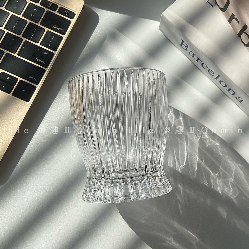 Vertical Stripe Embossed Glass: Perfect for Water, Juice, Iced Coffee, Beer, or as a Gift.