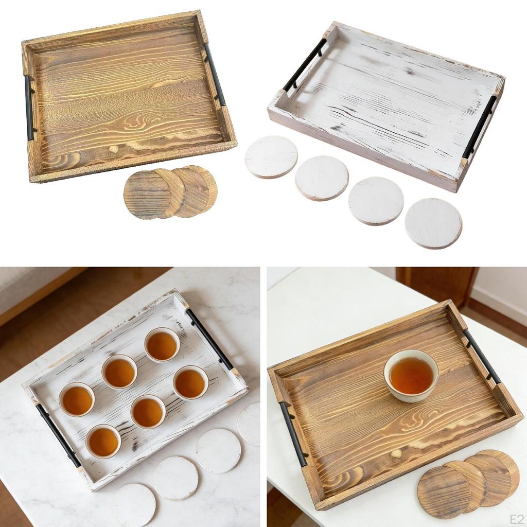 Rustic Wooden Tray for Meal , Ideal Appetizers, Breakfasts, And Country Dinners. The