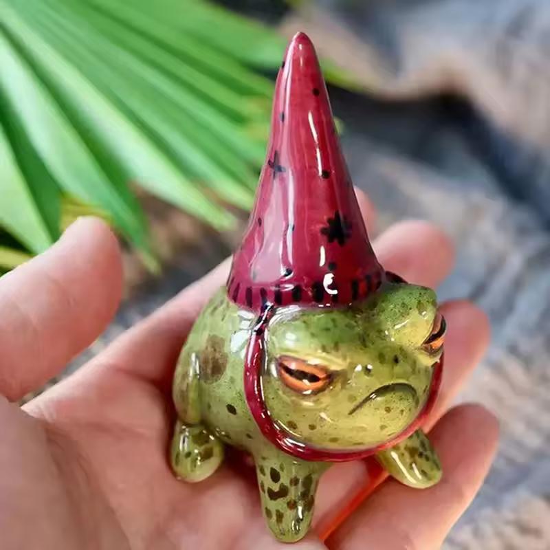 

Frog Statue Outdoor Courtyard Sculpture Hand-painted Bonsai Decoration красный