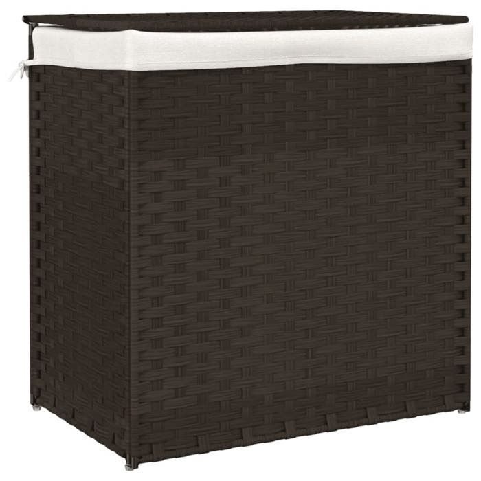 VidaXL Laundry Basket with 2 Sections Dark Brown 53x35x57 Cm 372035