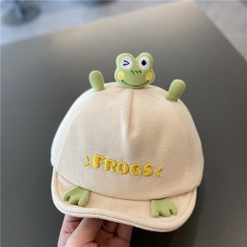 Cute Frog Baby Cap Autumn Winter Soft Brim Baseball Hat for Infant Boys Girls Adorable Sun Protection Visor 5-25 months (44-48cm)