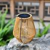 Solar Rattan Bambus Lampe med Lyssensor Automatisk PÅ/AV IP65 Vanntett Retro Stil Håndlaget dekorativ Solar Lanterne Dekor