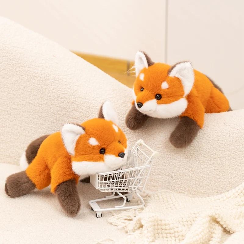 Süßes liegendes rotes Fuchstier Stofftier Weiches flauschiges Fuchs-Plüschtier Beruhigende Puppe Kuscheltier Sofa Bett Heimdekoration