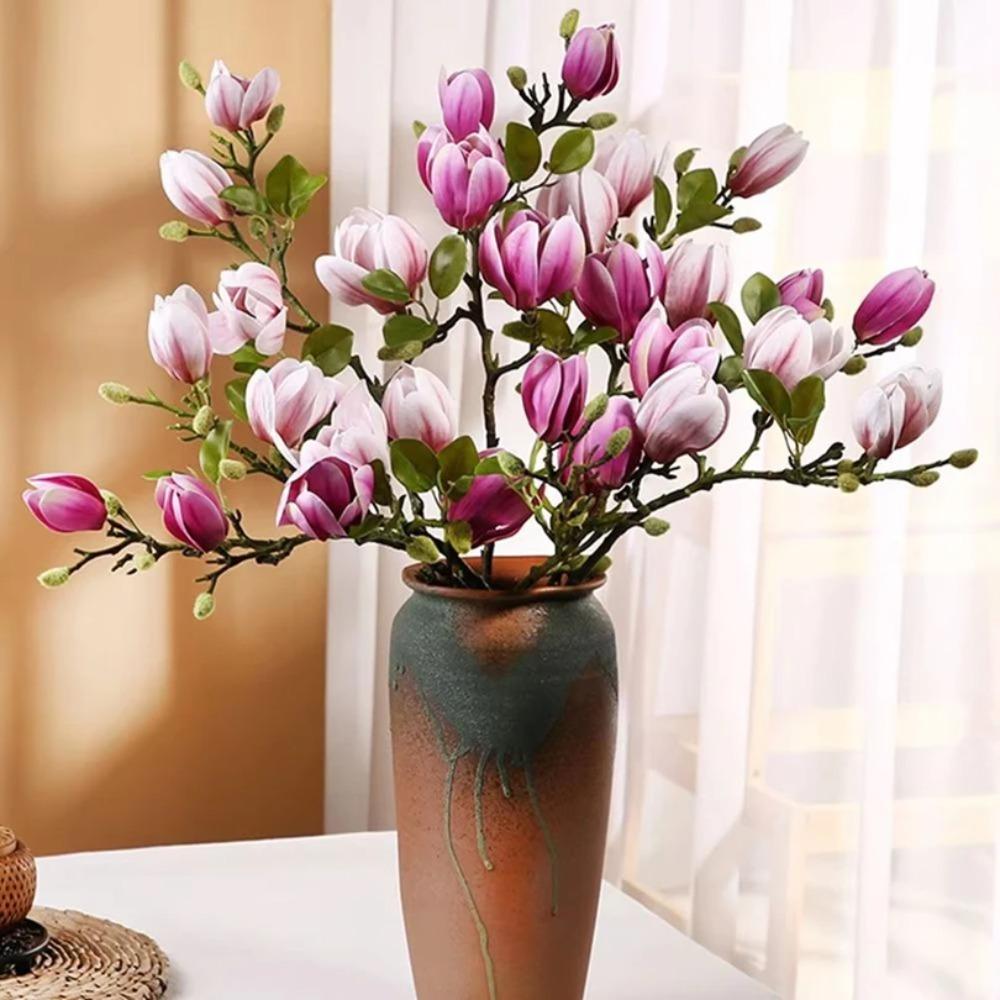 Artificial Flowers Silk Magnolia Bouquet Diy Photo Props Wedding Bridal Bouquet Table Party Vase Home Outdoor Cheap Decorations