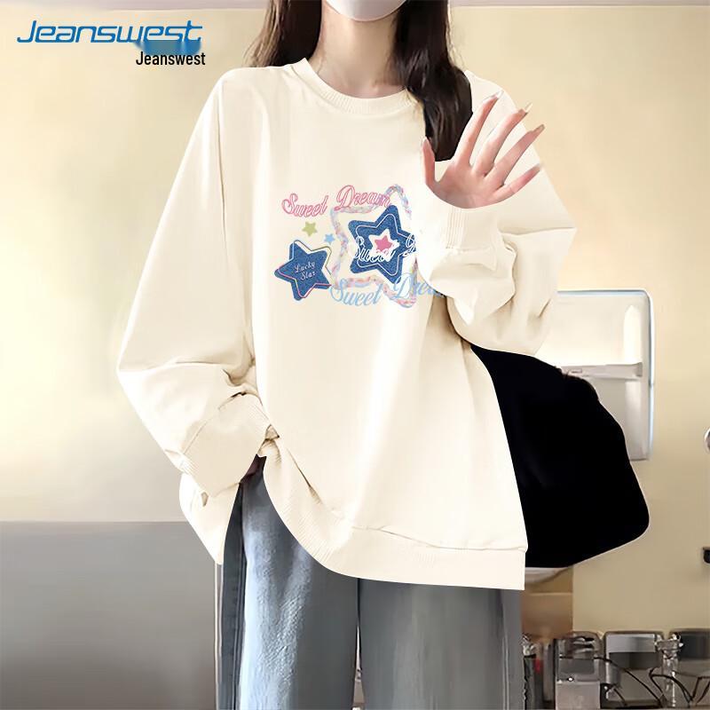 JEANSWEST Women's 2025 Korean Style Round Neck Pullover Sweatshirt
