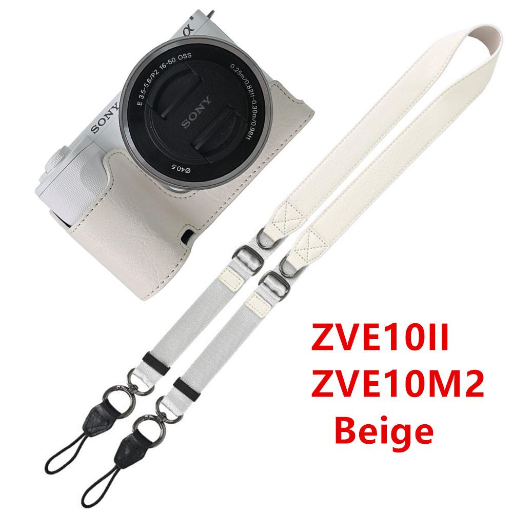 

Litchi PU Leather Camera Half Case for Sony A6700 A6400 A6300 A6100 A6000 ZVE10 ZVE10II ZVE10M2 Bottom Opening Cover With Strap