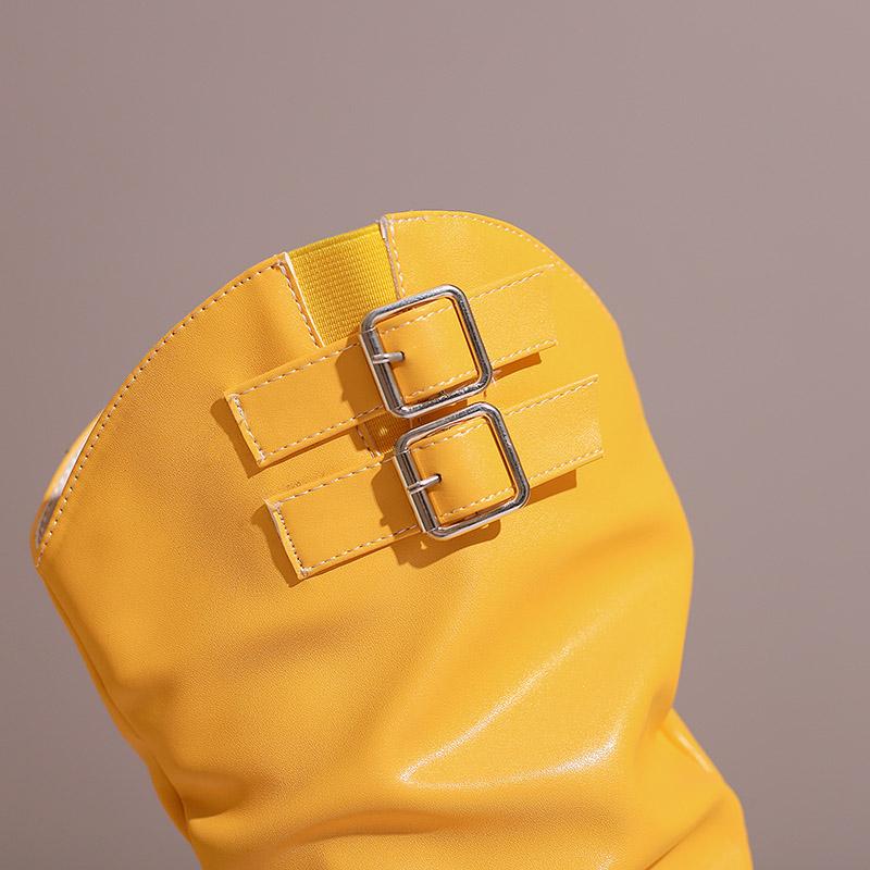 Dames høye hæler støvletter høst og vinter nye sexy temperament tykk hæl firkantet tupp stor størrelse medium støvletter