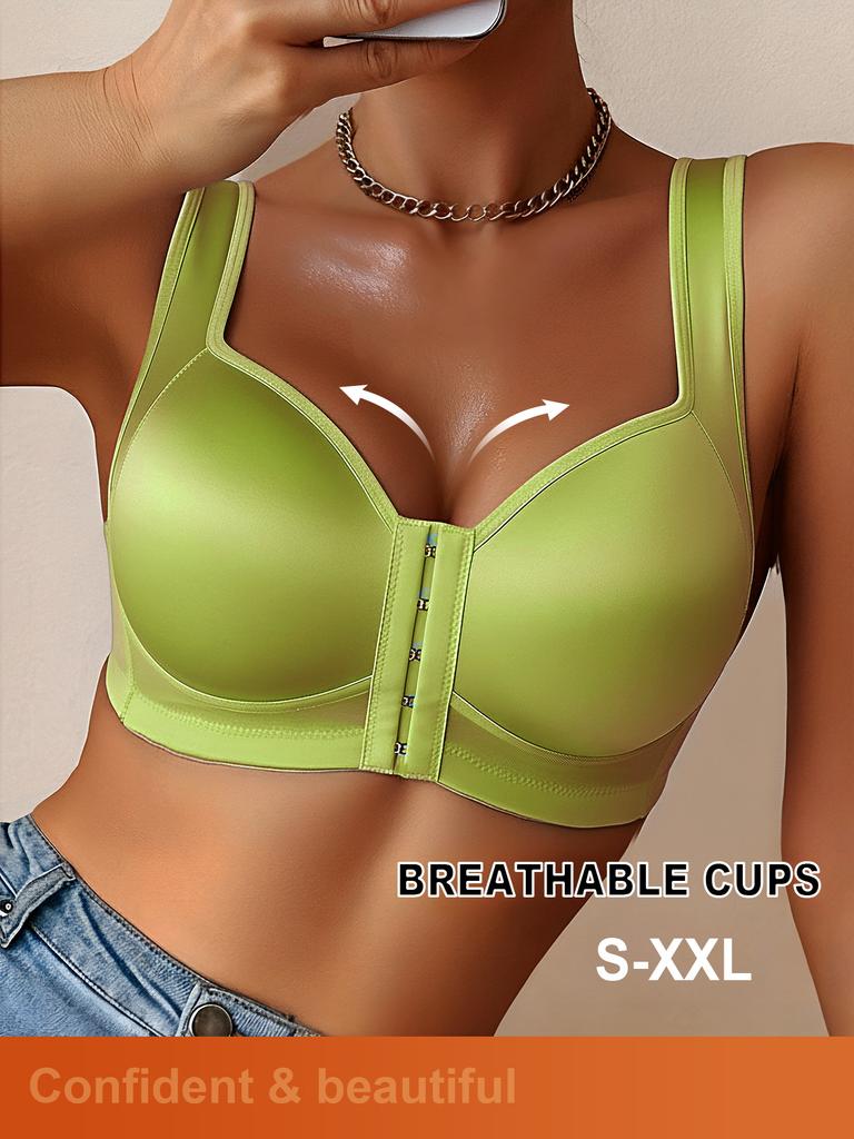 Glossy Front Buckle Underwear Women's Sports Bra Without Steel Ring To Gather and Close the Sub-breasts, Anti-sagging Large Size Bra
