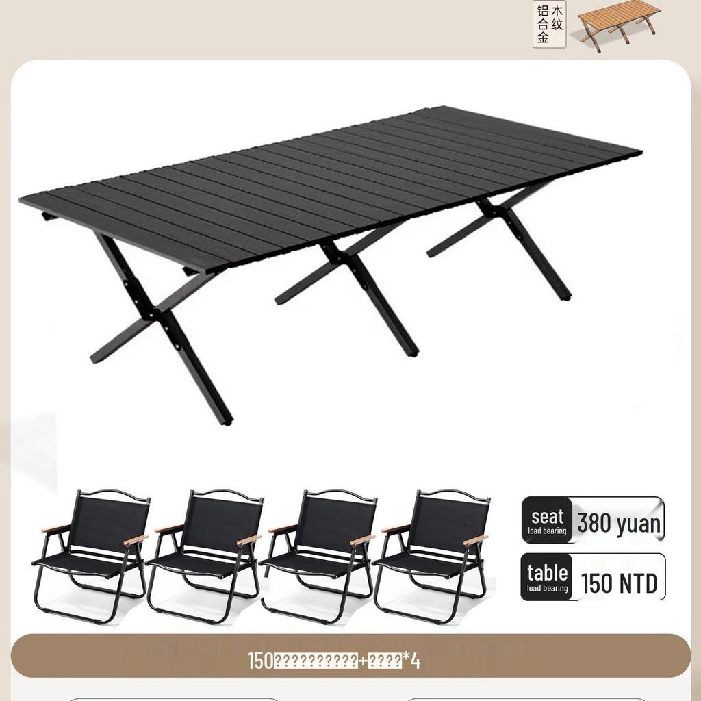 Collapsible Metal Table and Chair Set for Outdoor Use - Ideal for Camping, Patio, Night Markets, and Street Vending