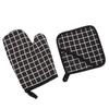 Oven Mitt Pot Holder Set Anti Scald Heat Proof Thickened Cotton Oven Mitten with Hot Pad for Kitchen Baking