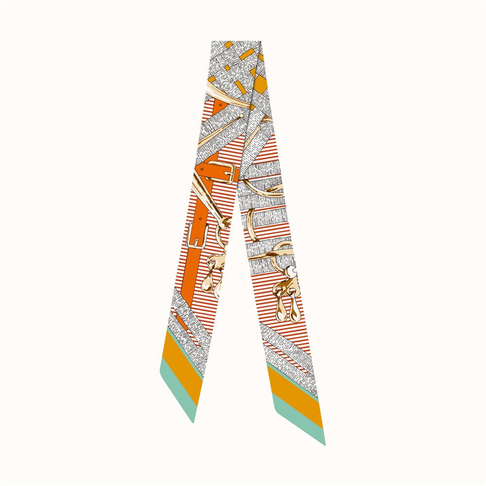 Korean Versatile Four seasons seasons Belt Chain Women's twill Decorative Small Silk Scarf Hair Band Binding Bag Handle Ribbon