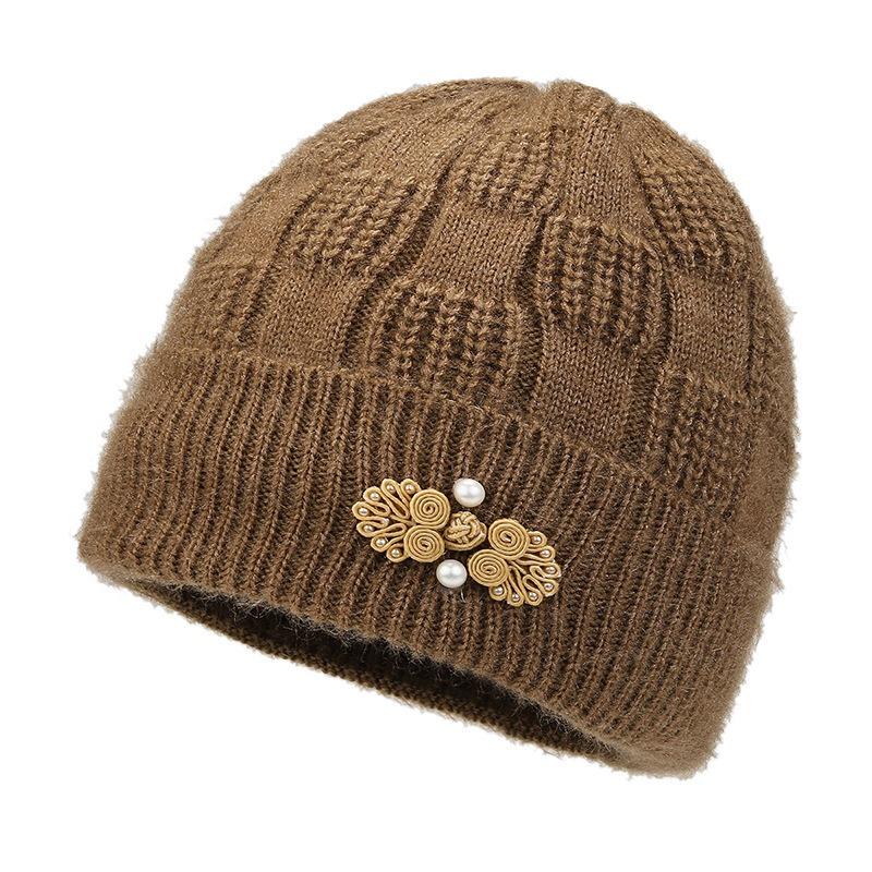 Thickened Knitted Middle-aged Elderly Hat Women's Winter Warm Mother Hat Grandma Winter Wool Hat Versatile Cotton Hat