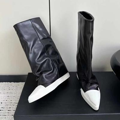 Pantofi Plați cu Vârf Ascuțit pentru Femei, Cizme Până la Glezne, Pantofi Casual 2025 Iarnă Nouă Tendință, Cizme de Zăpadă Chelsea Până la Mijlocul Gambei, Adidași Sport, Botas