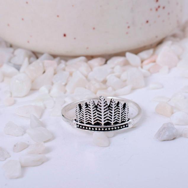 

Delicate Oxidized Silver-Toned Band Ring Featuring a Pine Tree Forest Silhouette, Perfect for Nature Lovers 4