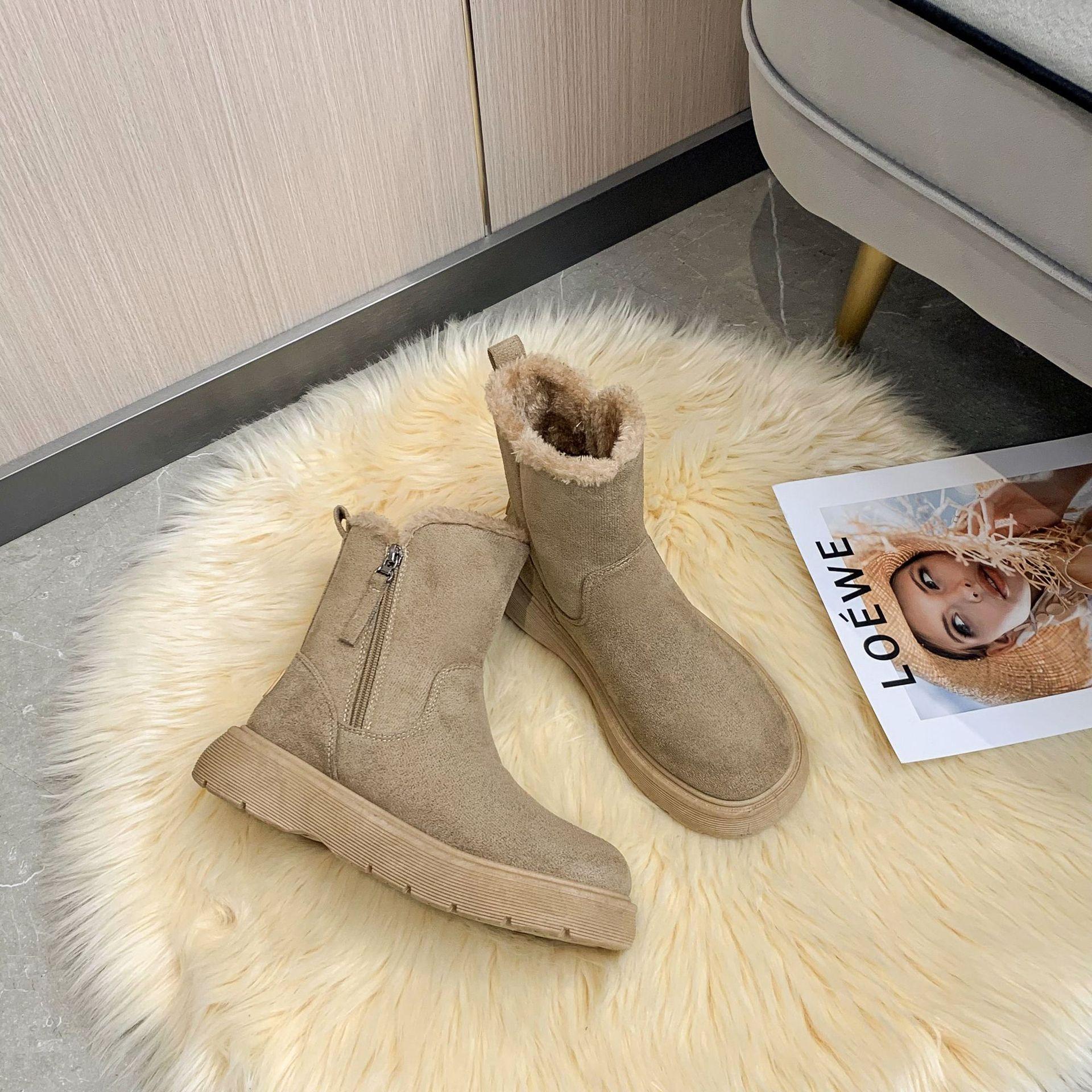 

Популярные женские зимние ботинки 2025 новая зимняя мода универсальные холодостойкие теплые ботинки с утолщенной подкладкой нескользящие хлопковые туфли 40 бежевый