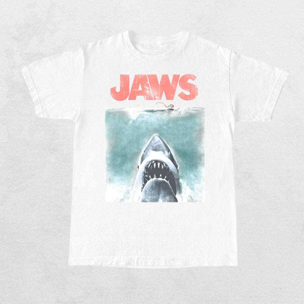 Jaws Fade Maglietta Adulto Maglietta Uomo Girocollo Cotone Maglietta Abbigliamento Grafica Manica Corta Maglietta Unisex Uomo Donna Tutte le Stagioni