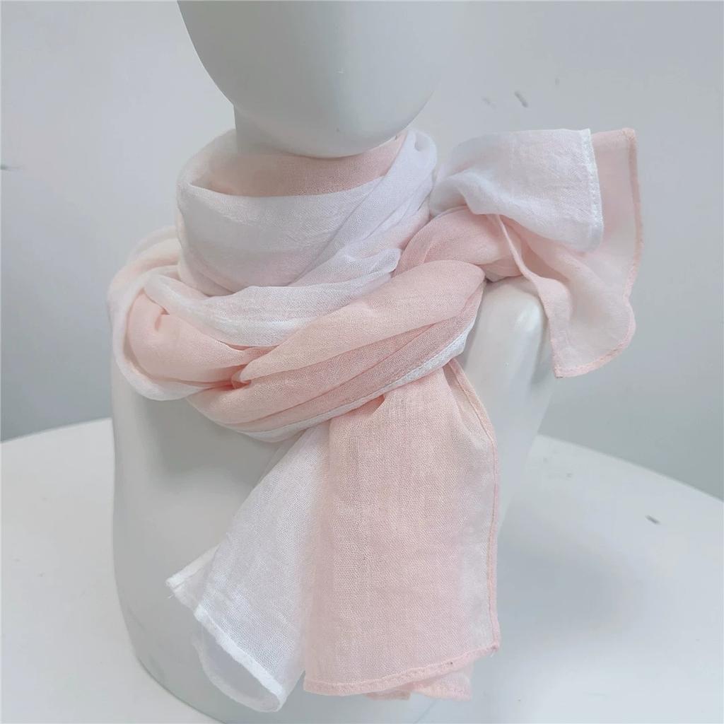 Korea Design New Spliced Scarf Long Two-Tone Cotton Warm Contrast Color Shawl Women's Scarves 75*190cm