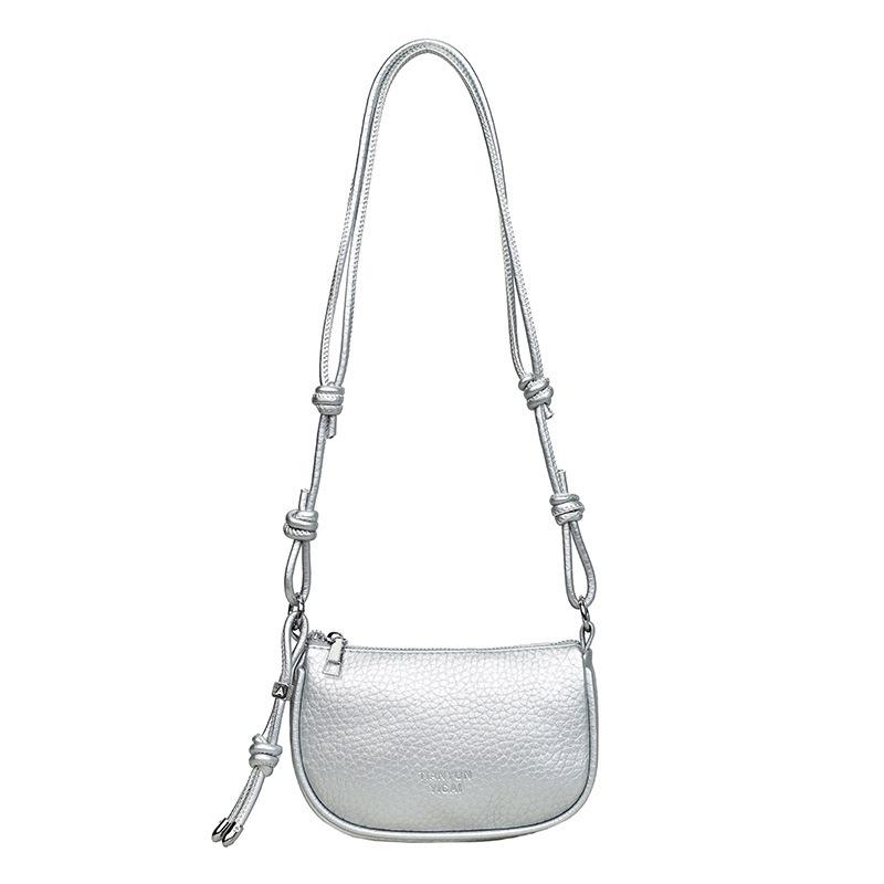 Women Mini Crescent Crossbody Bag Soft PU Leather Shoulder Bag Adjustable Strap Small Underarm Purse Casual Fashion Zipper Handbag
