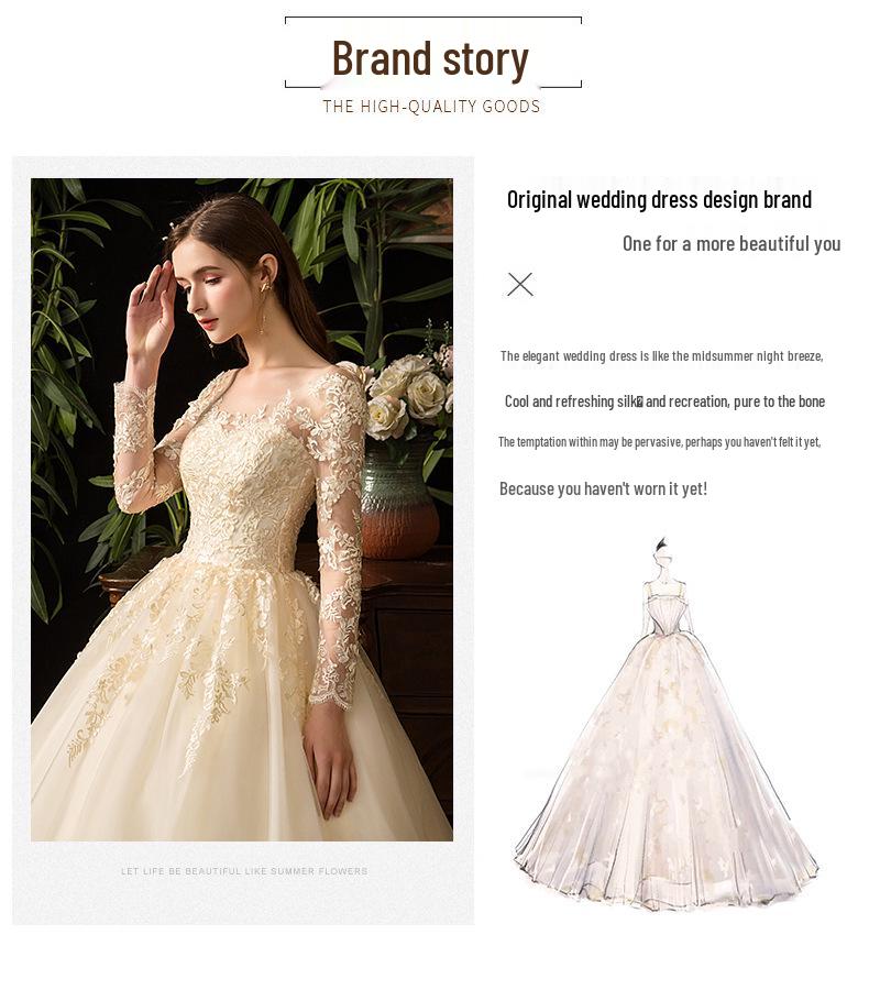 2024 Luxury Lace Long Sleeve Wedding Dress for Brides, Plus Size, D50