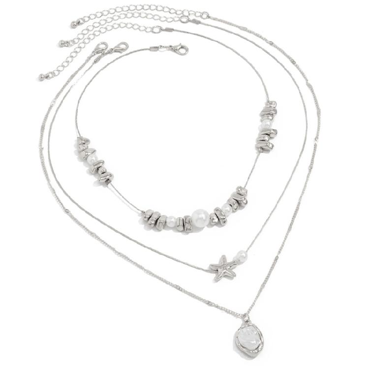 

Versatile Double Layer Starfish Necklace Sturdy Metal Chains Stylish Jewelry Gift for Her Special Occasions