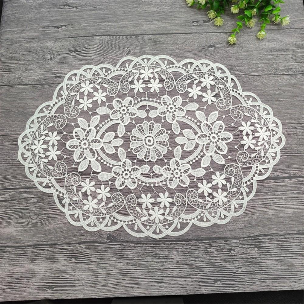 Flower Embroidery Lace Table Mat Embroidered Vase Table Lamp Pad Lace Table Cloth Beside Table