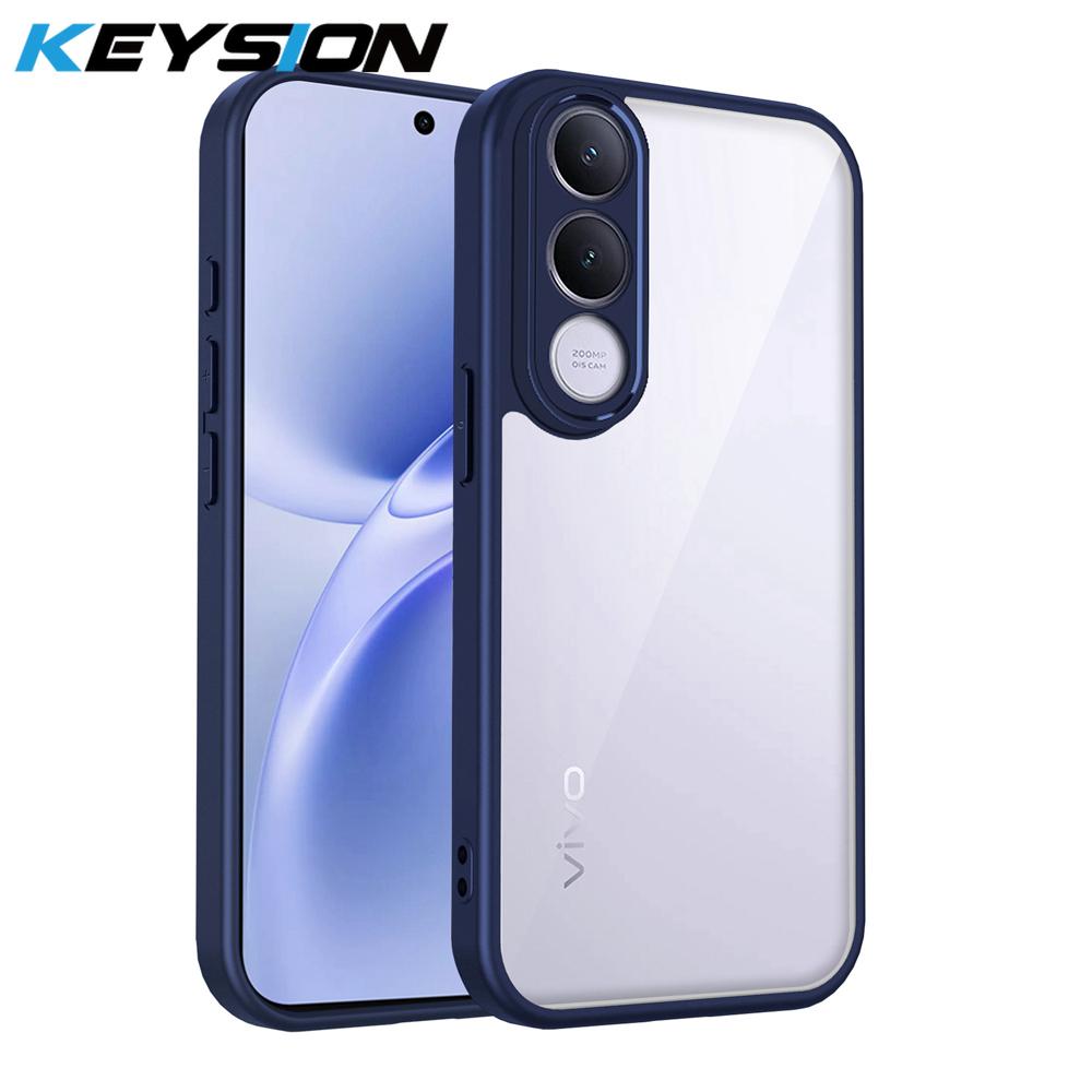 KEYSION Transparent Phone Case for VIVO V70 FE Soft Silicone+PC HD Clear Simple Shockproof Phone Back Cover for VIVO V70 FE 5G