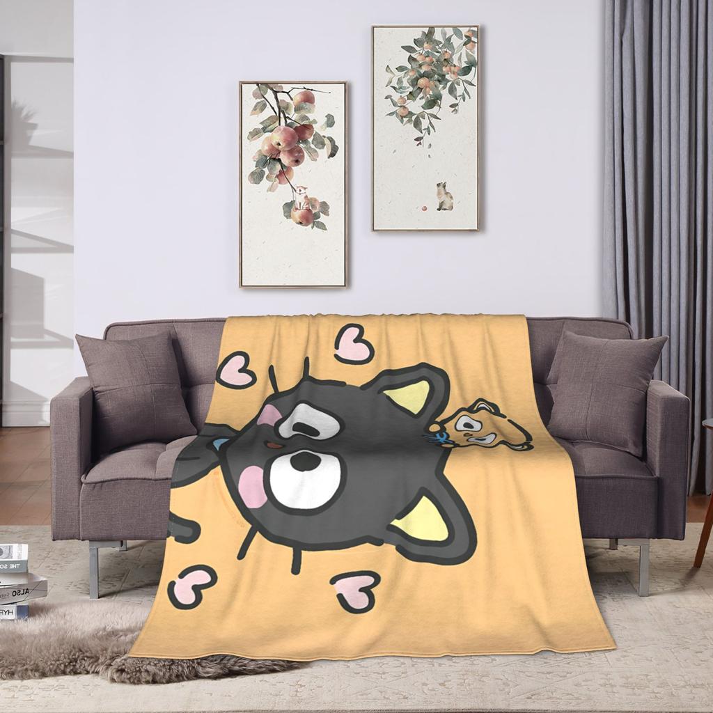 Cute Chococats Warm Soft Blanket Black Cat Students Plush Throw Blanket Street Trend Bedroom Flannel Bedspread Sofa Bed Cover