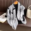 Printed chain 91 large square scarf simulation silk temperament versatile herringbone pattern sunshade shawl sunscreen scarf headscarf scarf