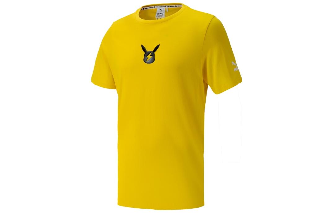 PUMA X Pokemon Puma X Pokemon Co Brand Series T Shirts Men s Yellow Crew Neck Moderate Straight Fit 537774-98 M