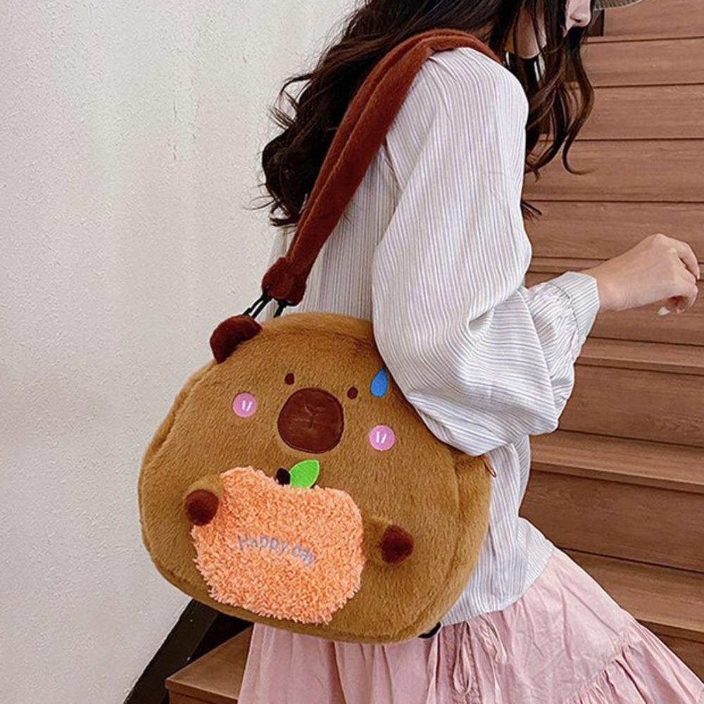 Soft Capyabra Backpack Plush Cartoon Doll Bag Storage Bag Capyabra Plush Bag  Students