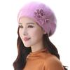 Women's Winter Fashion Knitted Wool Beret with Rabbit Fur - Cute Korean-Style Beanie