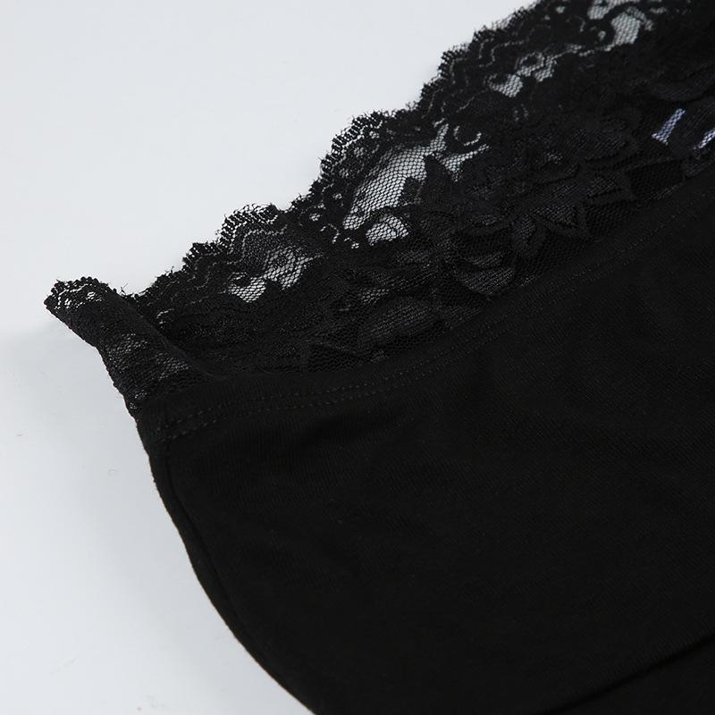 Jarní a podzimní dámské jednobarevné krajkové vsadky šněrovací ležérní rozšířené kalhoty