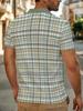 Men's Outdoor Short-Sleeve Polo Shirt with Printed Plaid Design (Not Textured), Available in Multiple Sizes. Men's Lapel Polo Shirt, Slim Fit Top