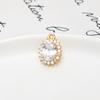 Copper-Edged Glass Crystal Zircon Oval Pendant DIY Necklace Earring Hairpin Ancient Style Material