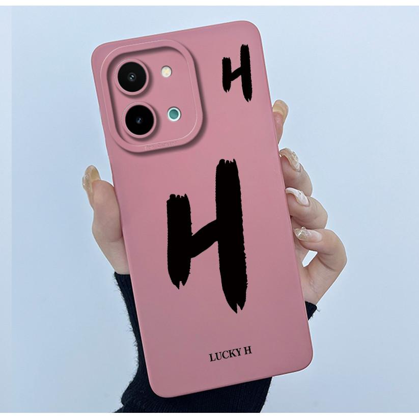 For Vivo Y28 4G Case Simple Letters Full Protection Back Cover For Vivo Y 28 Funda Soft Liquid Silicone Anti Drop Phone Shell