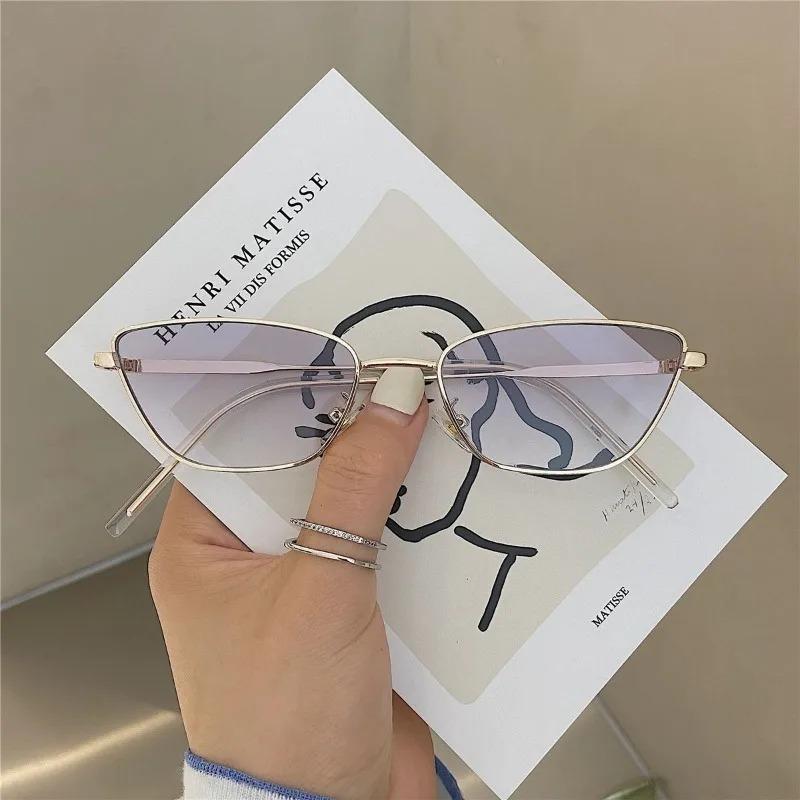 Brand Small Cat Eye Sunglasses Women Luxury Metal Frame Brown Sun Glasses Trendy Uv400 Eyewear Shades Vintage