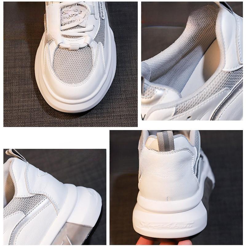 Women's Thick-Soled White Shoes New Versatile Breathable Sports Casual Sneakers Summer Thin Mesh Shoes