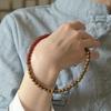 Iced watermelon green sandalwood and translucent red agate6m Double-ring wooden bracelet, cool and elegant, artistic and calming Buddhist beads for