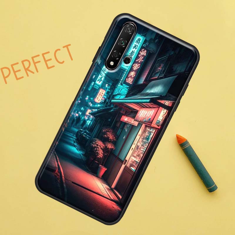 Japanese Night City Aesthetic For Huawei Nova 10 9 SE 11 Pro 12i 11i 8i Y60 Y70 Y90 Y61 Y91 Y72 Y73 P20 P40 P30 Lite Case