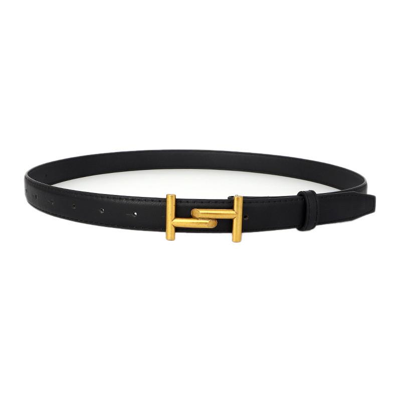 

And Minimalist Retro H Shaped Gold Buckle Decoration Women Belt For Casual