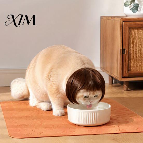 Small Pet Party Accessory Bob Wig, Funny Cat Wig with Adjustable Elastic Band, Soft Breathable Strap Headpiece Mesh, Cute Cosplay for Dogs And