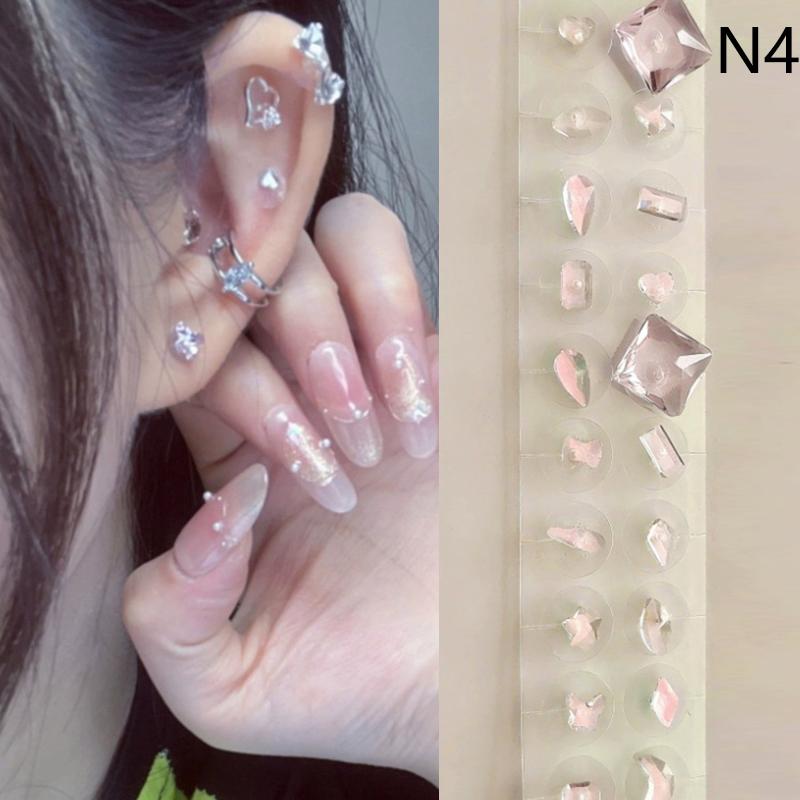20 Patches Heart Butterfly Bow Rhinestone Ear Point Stickers Ear Pressure Stick Acupuncture Magnetic Beads Auricular Ear Sticker