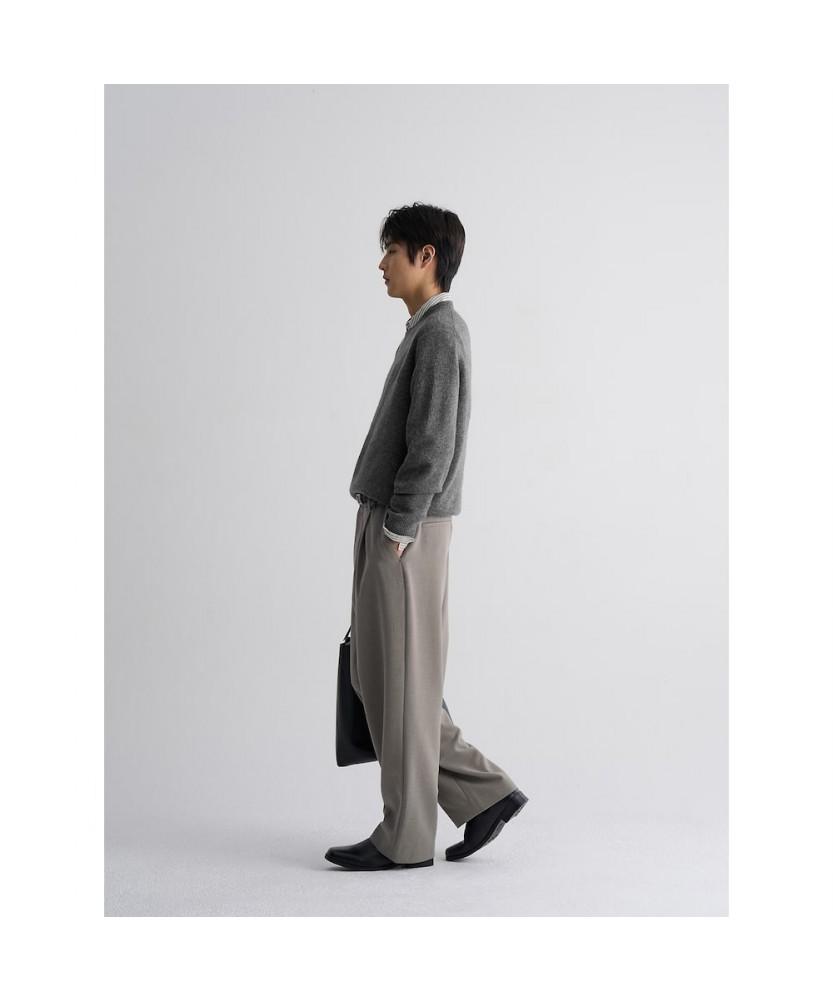 8SECONDS [Everyday Slacks] Fleece-Lined Wide Tapered Fit Elastic Waist Slacks - Beige