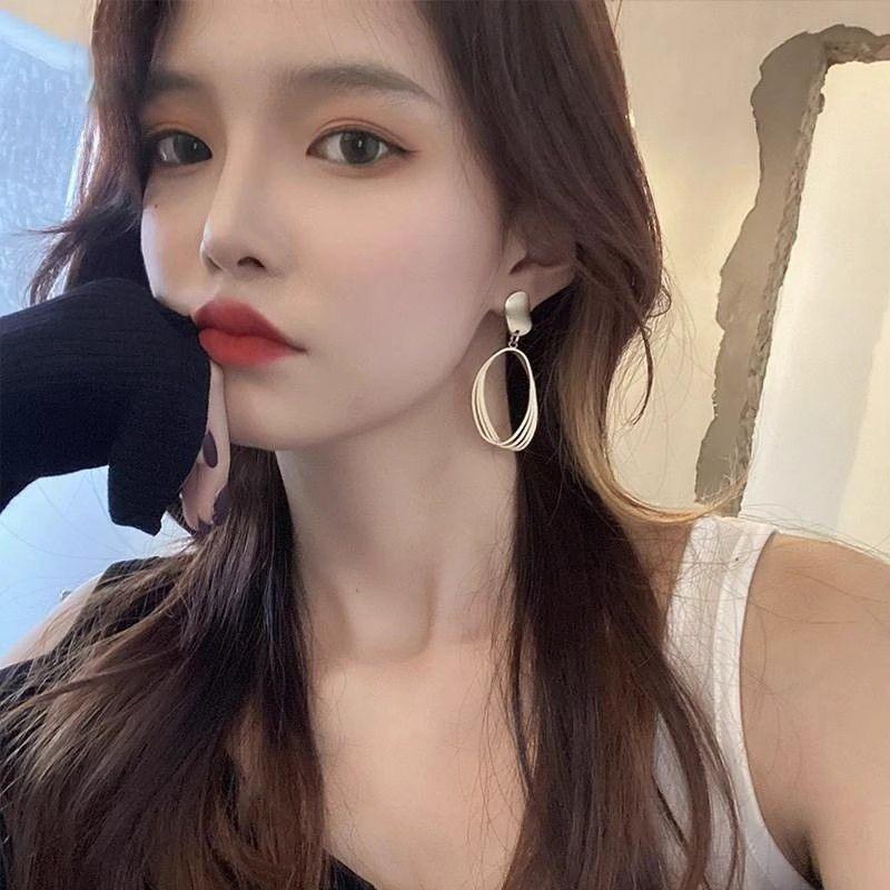 Retro Matte Gold Earrings, Women's Hong Kong Style New Trendy Earrings, Temperament Metal Earrings, Cool Style Ear Accessories