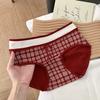 Lady Spring and Autumn Year Marriage Red Pure Cotton Extended Crotch Wrapped Hip Underwear