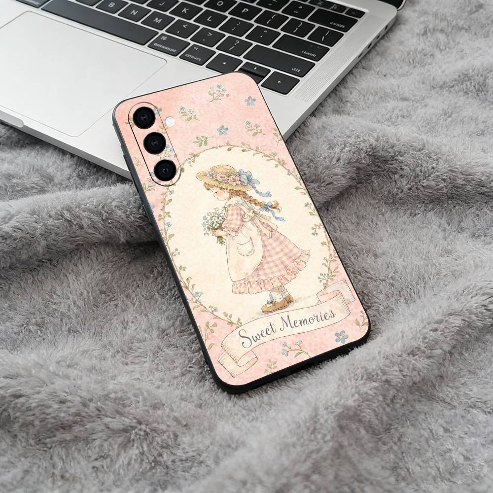 Sarah K-Kay Girl Colorful Soft Silicone phone Case for Samsung Galaxy A73/A71/A72/A70/A53/A52/A51 - Black