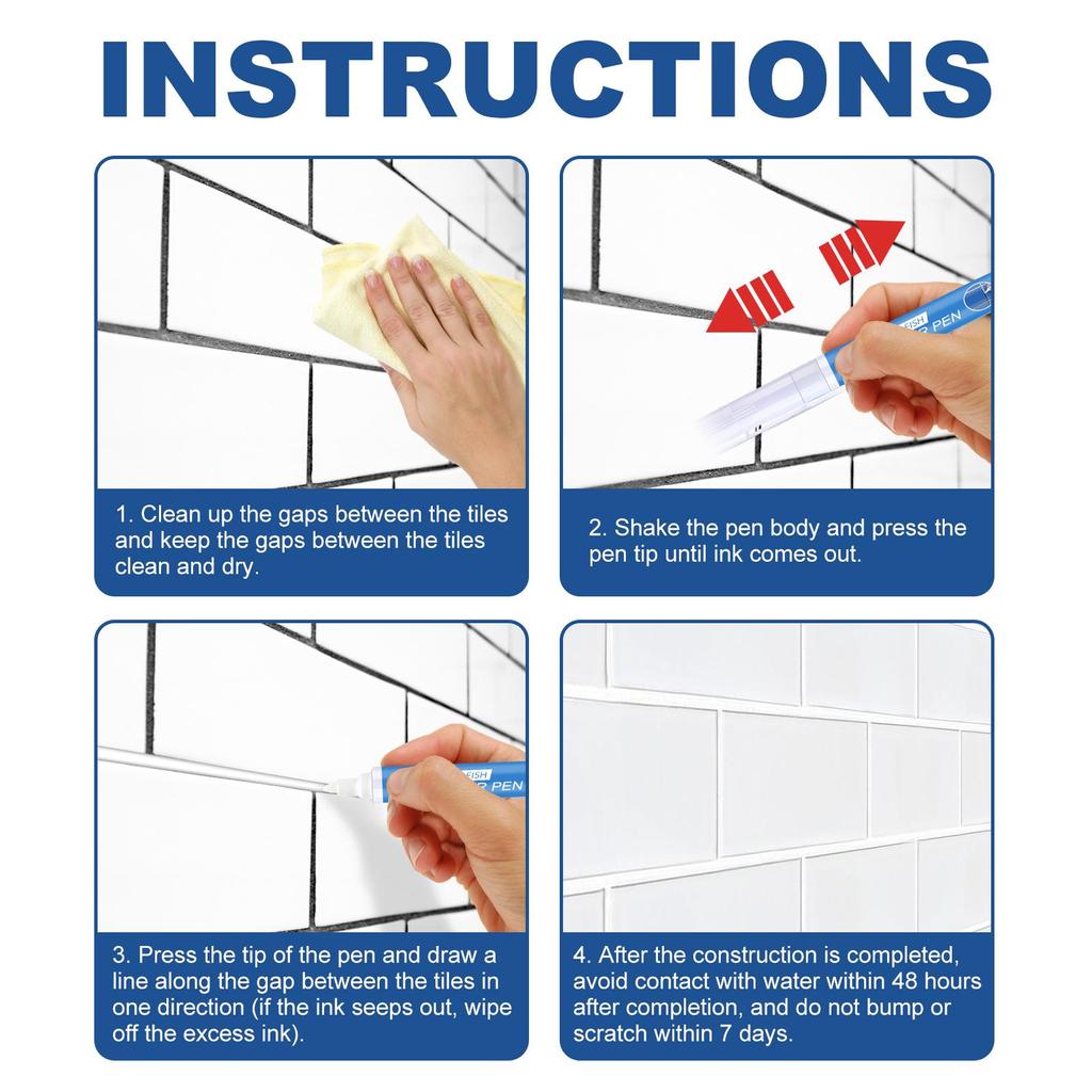 3pcs Grout Pen White Tile Paint Marker Waterproof Tile Repair Beauty Pen Wall Grout Restorer Pen for Restoring Tile Wall Floor